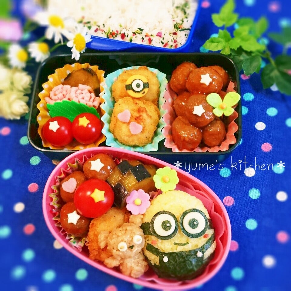 ミニオンとくまちゃん キャラ弁\u0026息子弁当♪